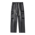 Baggy Cargo Denim Pants With Drawstring