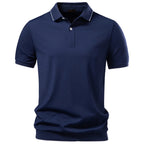 Men's Classic Short Sleeve Polo Shirt with Button Placket and Collar