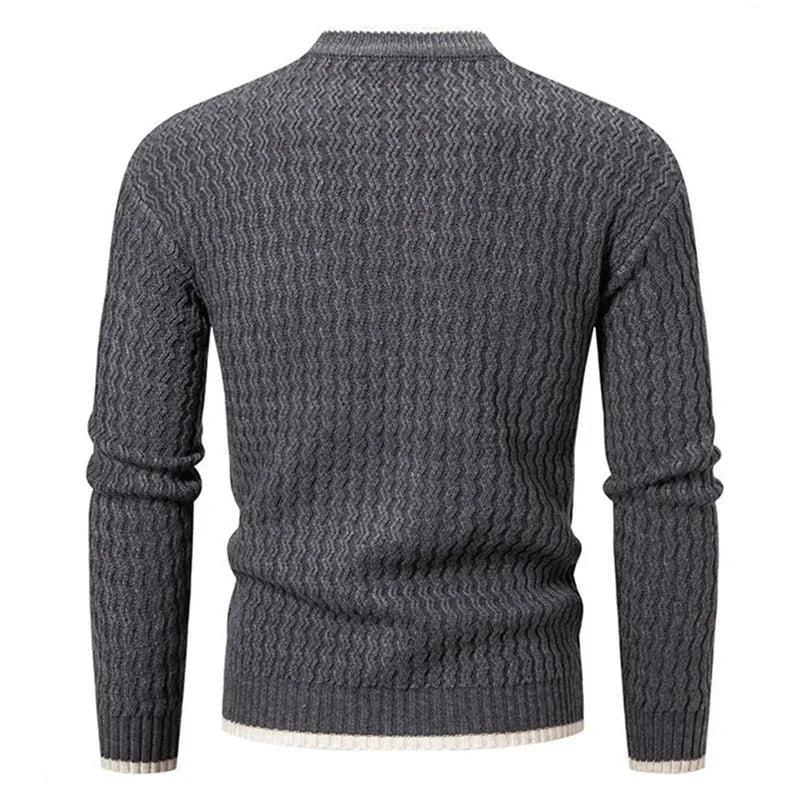 Men's Crewneck Sweater Textured Knit Long Sleeve Pullover