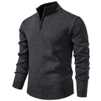 Men's Neck Zip Jumper with Stand Collar Ribbed Cuffs