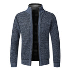Men's Stand Neck Sweater Zip Front Jacket With Pockets