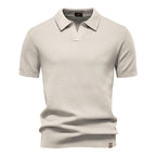 Men's Short Sleeve Collared Polo Shirt with Textured Pattern