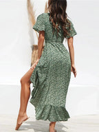 Printed Tie Waist Midi Dress