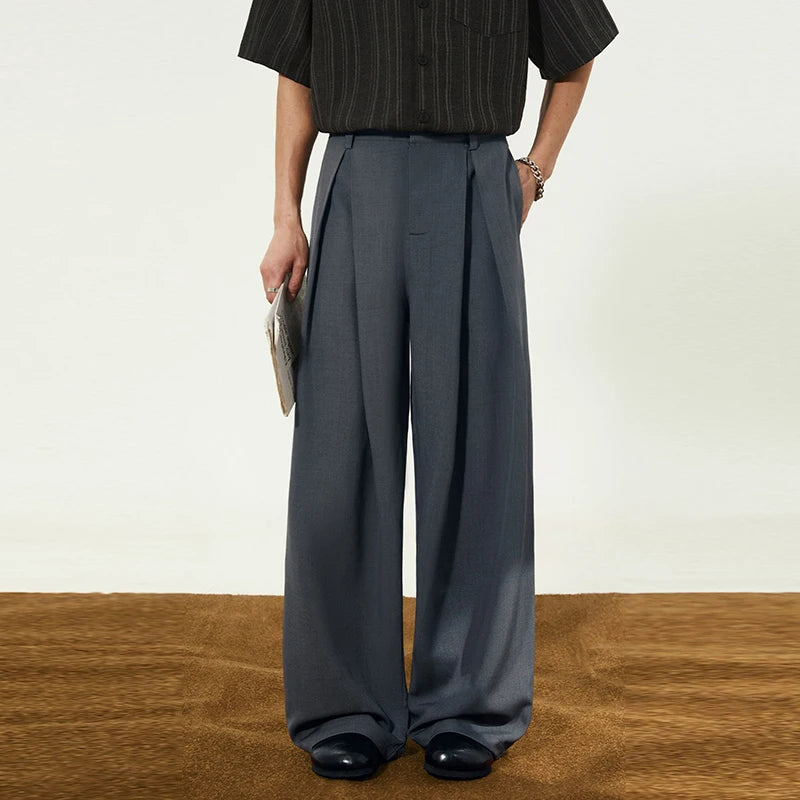 Men's Front Pleat Wide Pants