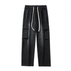 Baggy Cargo Denim Pants With Drawstring