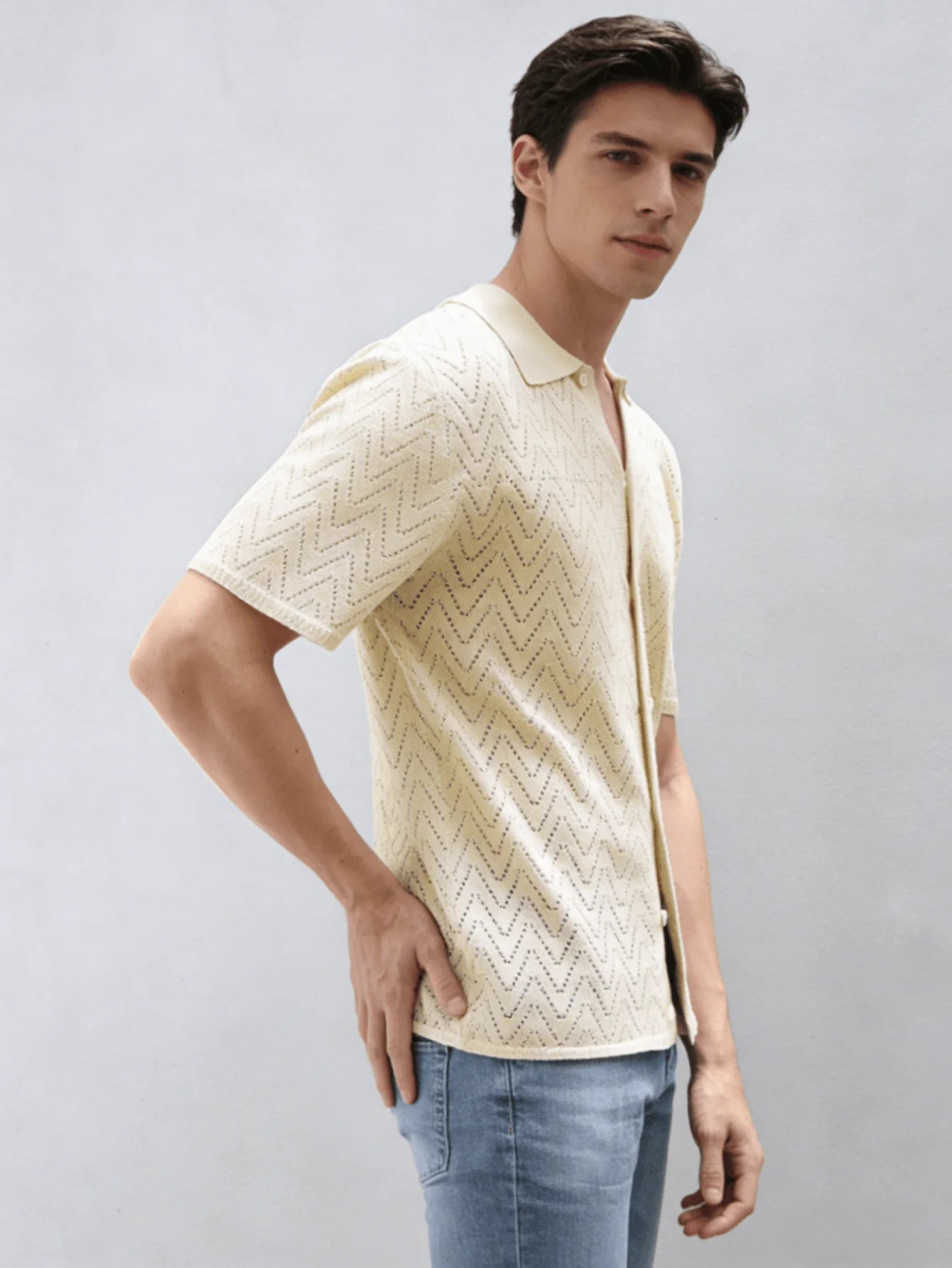 Men's Textured Button Front Shirt