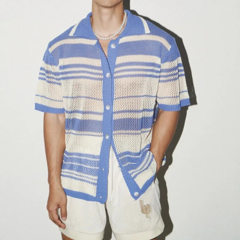 Button Up V Neck Shirt Men