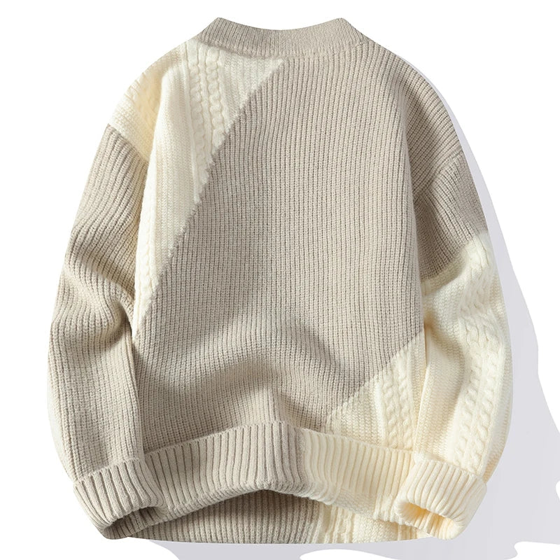 Men's Colour Block Knit Jumper with Textured Detail