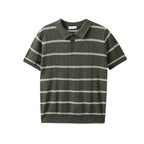 Men's Stripe Pattern Collared Polo Shirt