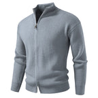 Men's Quarter Zip Knit Jumper with Ribbed Hem