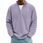 Men's Quarter Zip Ribbed Jumper with Stand Collar