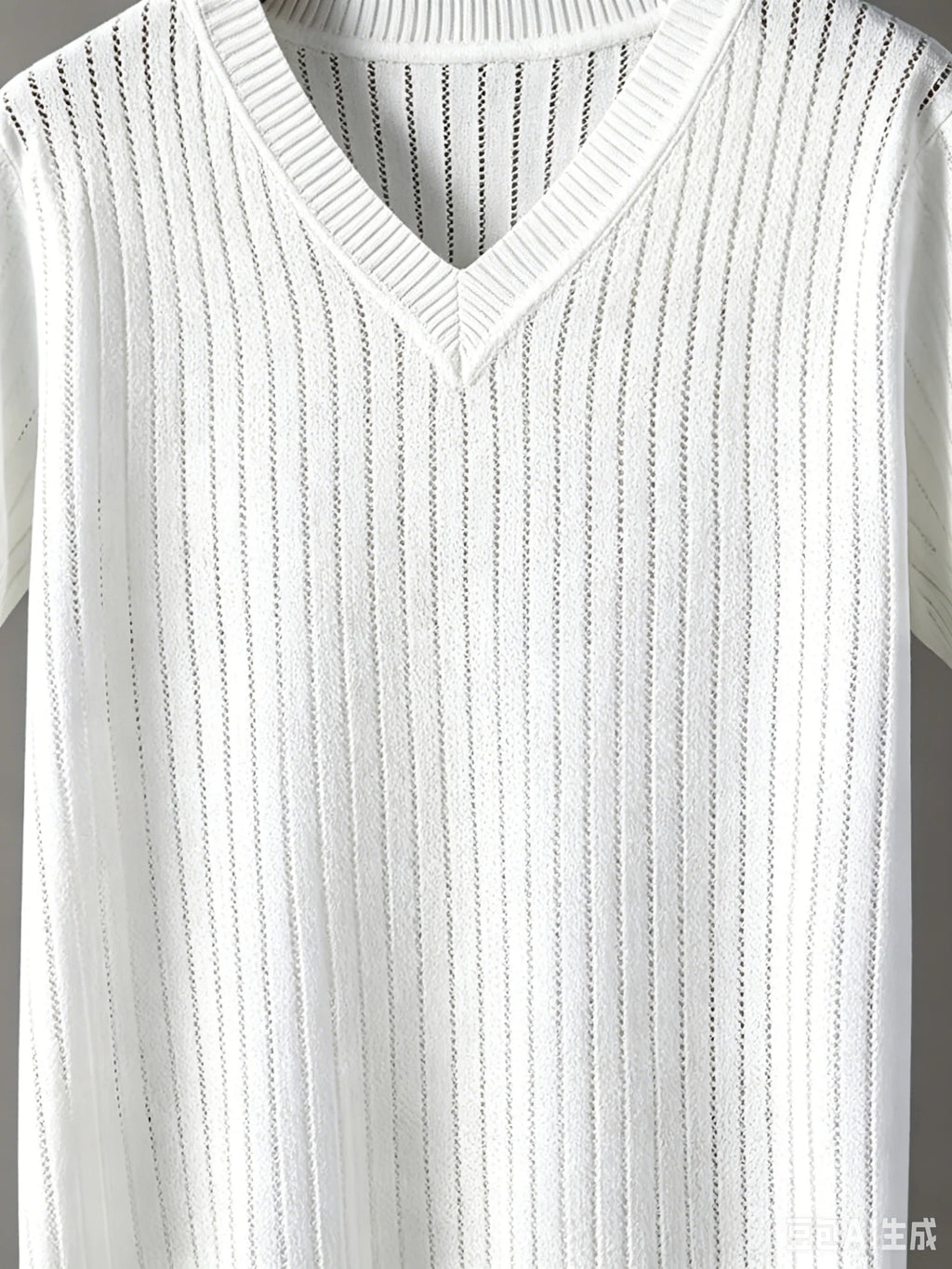 Men's Stripe Detail V Neck Tee