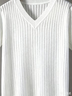 Men's Stripe Detail V Neck Tee