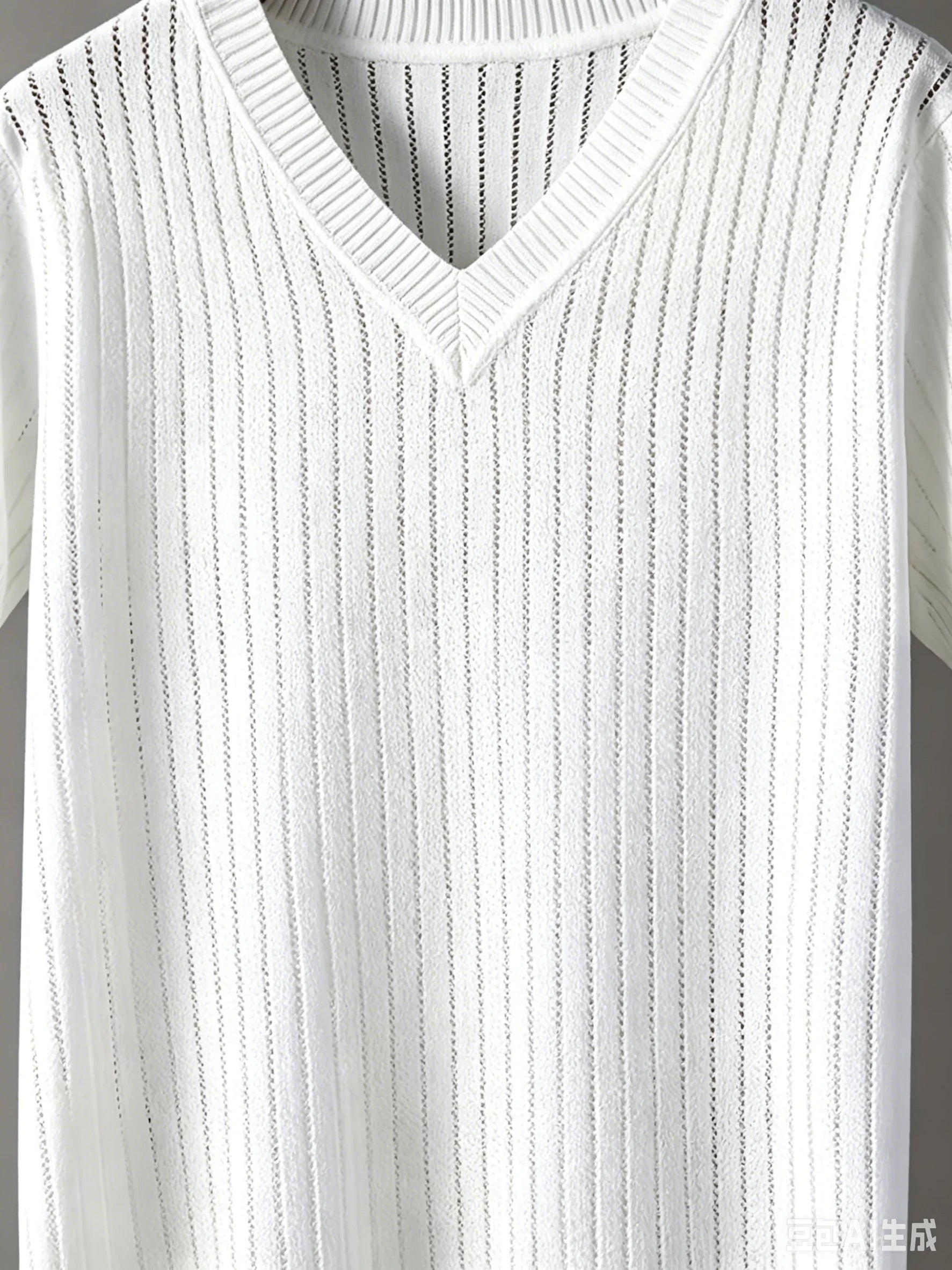 Men's Stripe Detail V Neck Tee