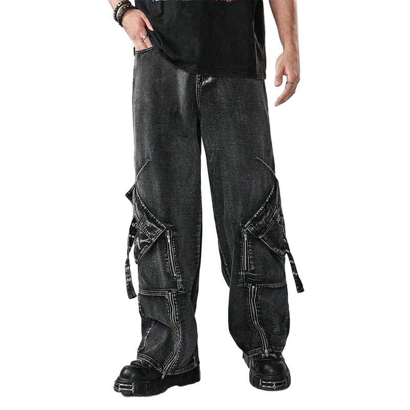 Men's Wide Leg Cargo Pants Jeans