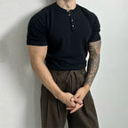 Men's Round Neck Henley Shirt