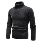 Men's Turtleneck Knit Sweater Ribbed Cuffs And Hem