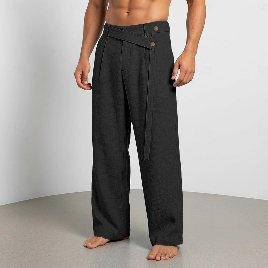 Belted Wrap Waist Wide Leg Trousers