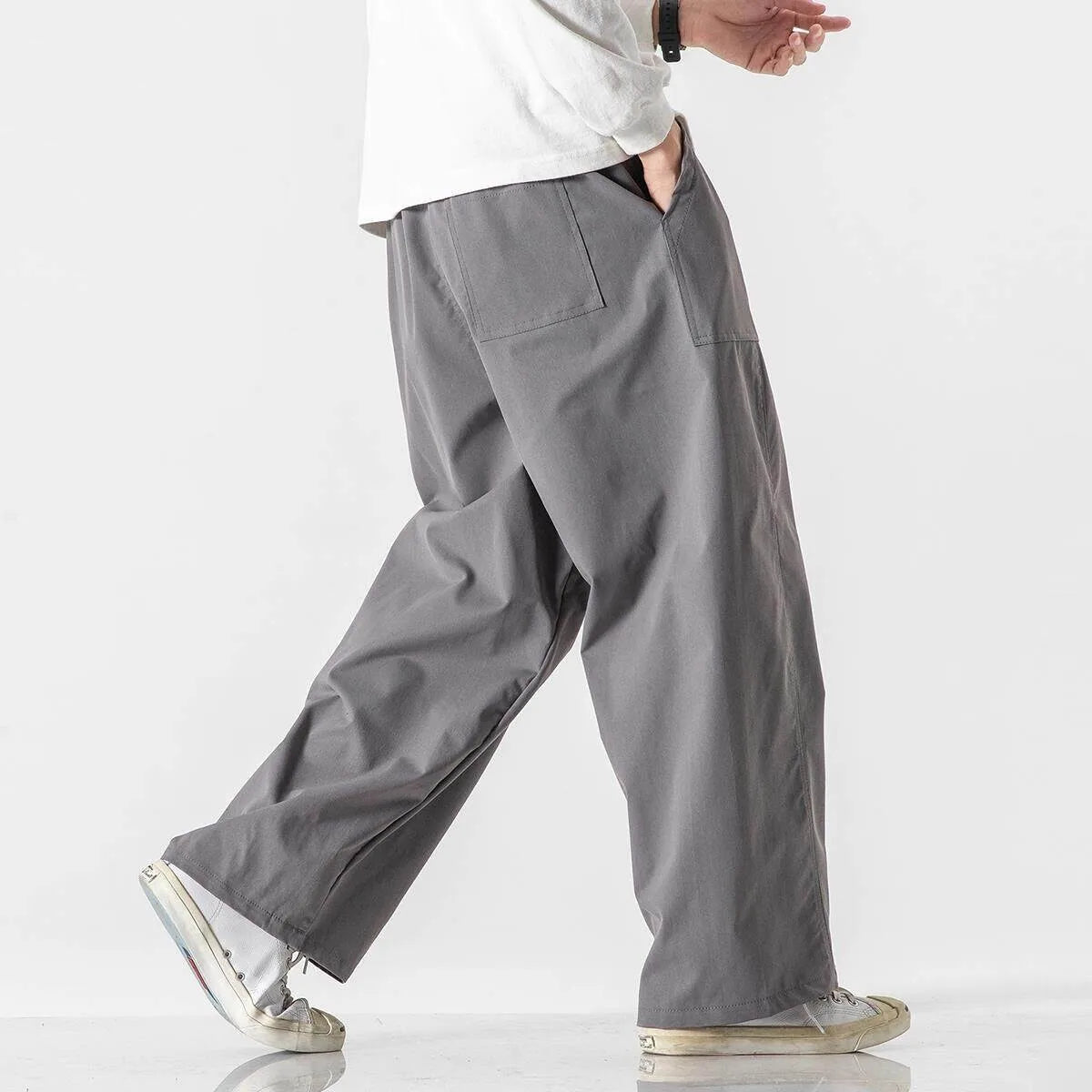 Men's Pull On Wide Leg Trousers