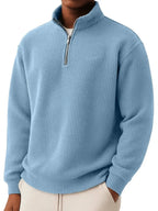 Men's Quarter Zip Ribbed Jumper with Collar