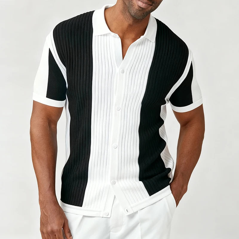 Men’s Vertical Panel Knit Shirt Top