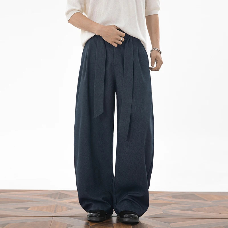 Wide Leg Pleated Pull On Trousers