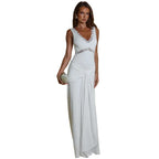 Sleeveless Cutout Maxi Dress With Draped Neck