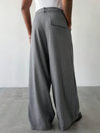 Men's Pinstripe Wide Leg Pants