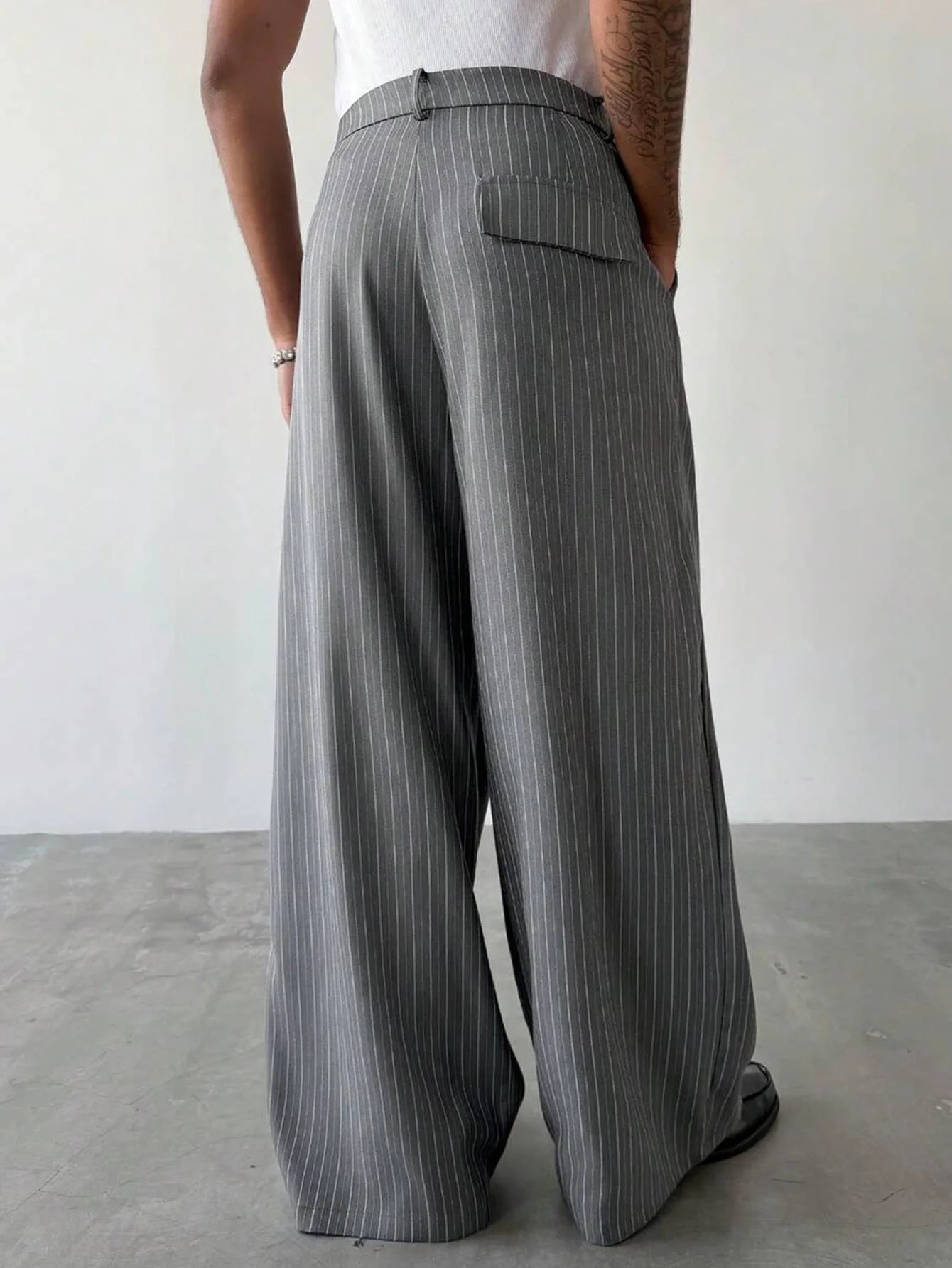Men's Pinstripe Wide Leg Pants