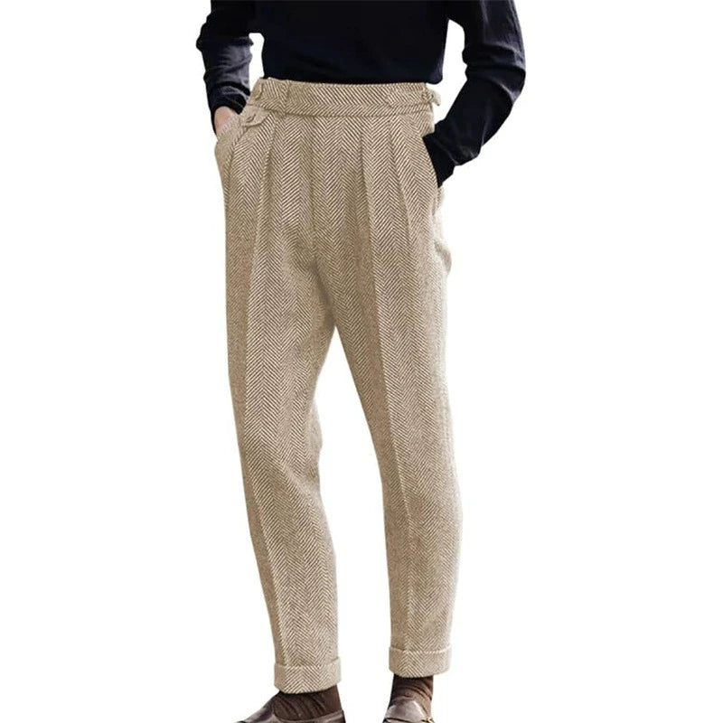 Tapered Leg Flat Front Trousers