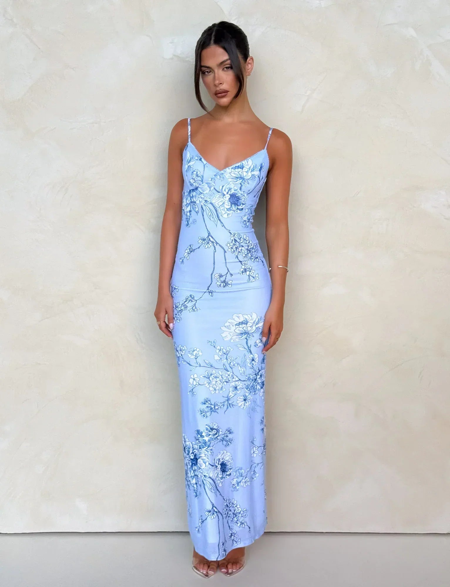 Spaghetti Strap Floral Long Dress