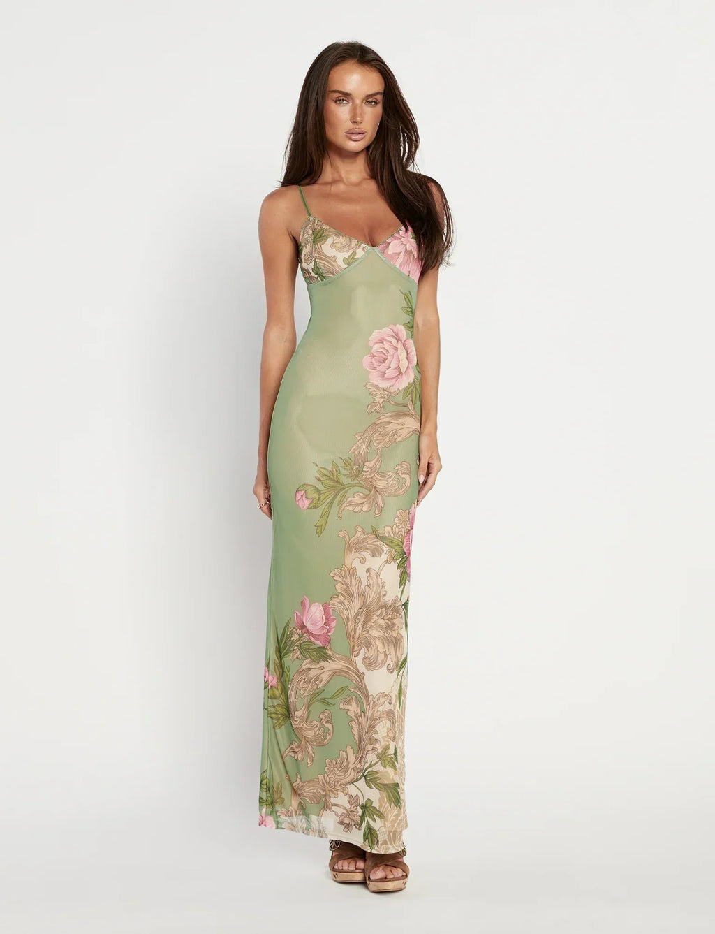 Spaghetti Strap Floral Long Dress