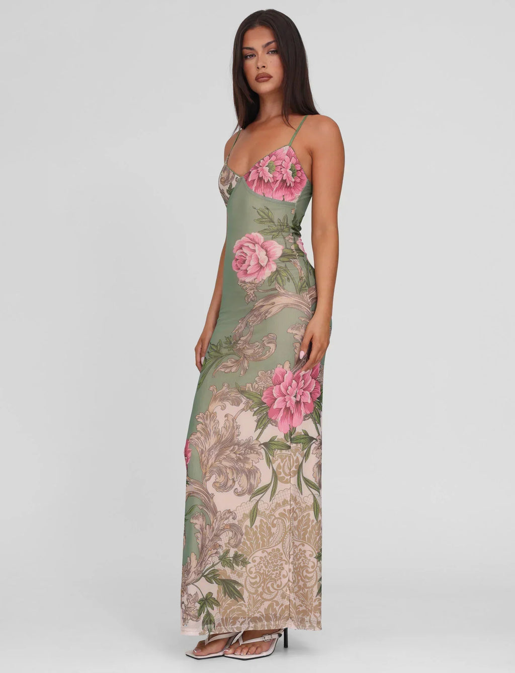 Spaghetti Strap Floral Long Dress