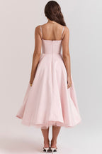 A Line Midi Dress With Sweetheart Neck