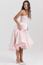 A Line Midi Dress With Sweetheart Neck