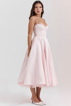 A Line Midi Dress With Sweetheart Neck