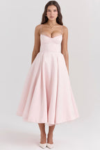 A Line Midi Dress With Sweetheart Neck