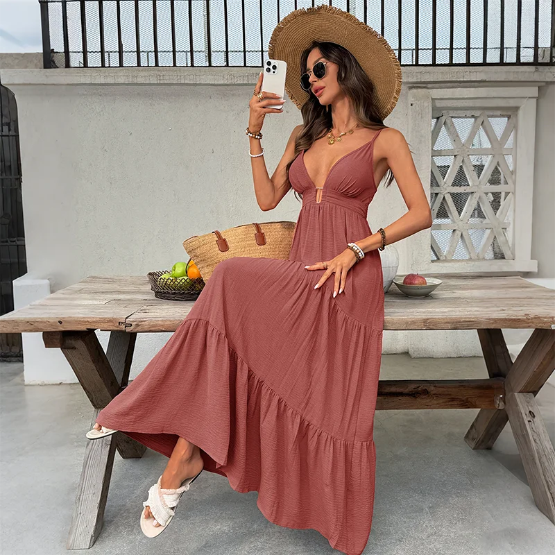 Women's Backless Strap Maxi Dress