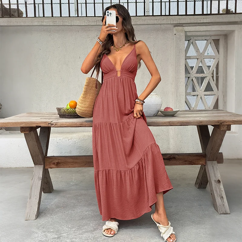 Women's Backless Strap Maxi Dress