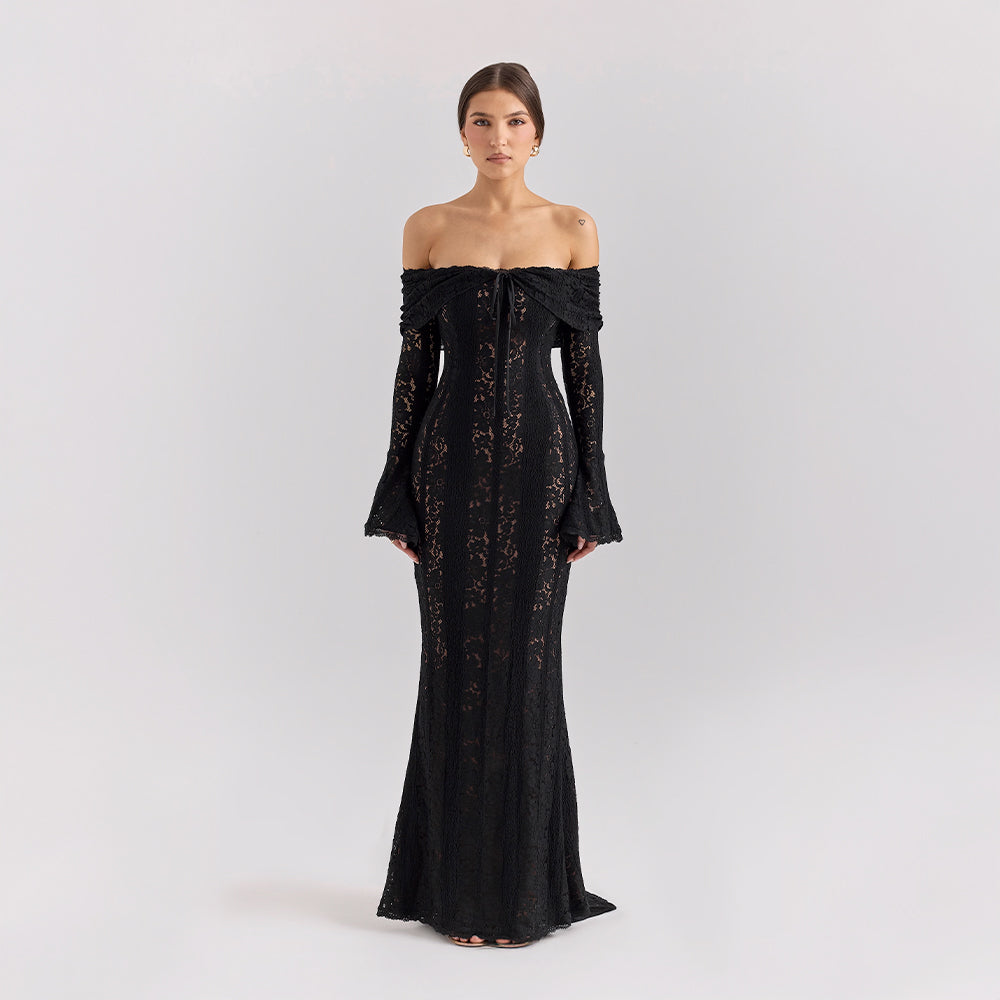 Off Shoulder Lace Maxi Dress Women