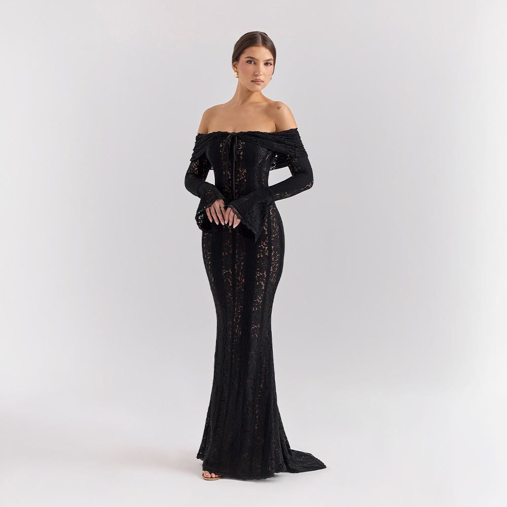 Off Shoulder Lace Maxi Dress Women