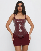 Sequin Bodycon Mini Dress With Strappy Neckline