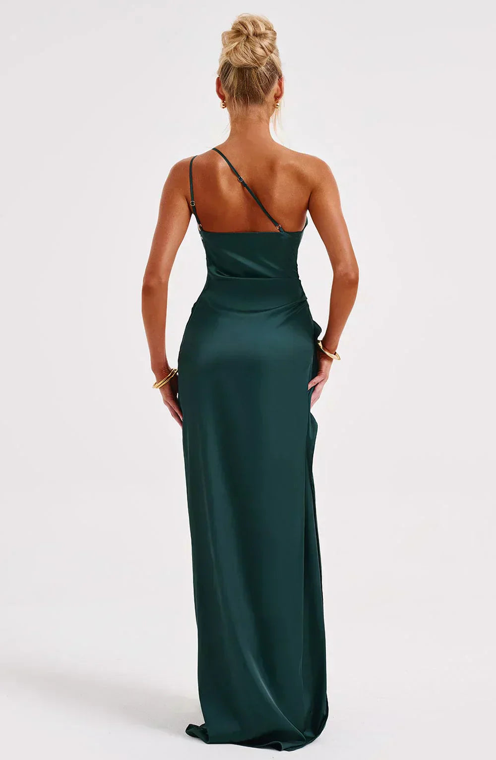 Women's Sleeveless One Shoulder Long Dress with Draped Waist