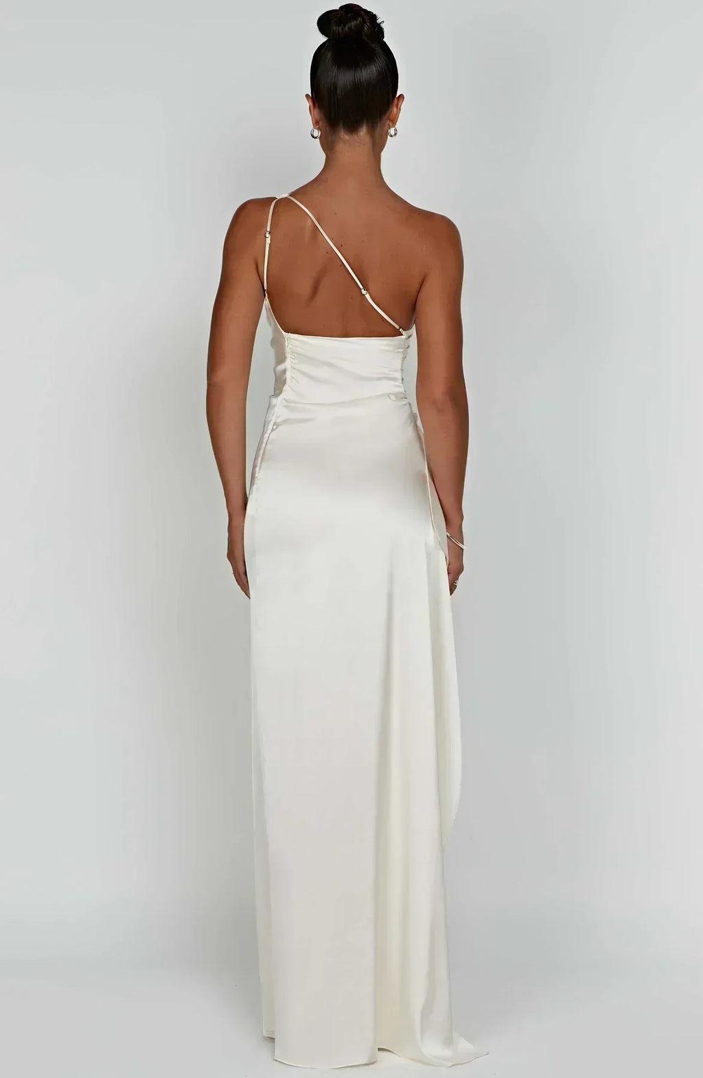 Women's Sleeveless One Shoulder Long Dress with Draped Waist