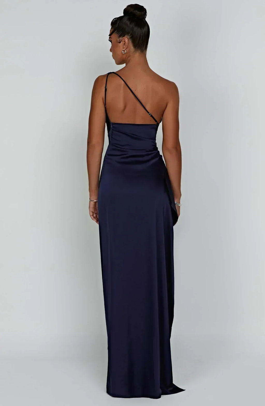 Women's Sleeveless One Shoulder Long Dress with Draped Waist
