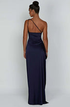 Women's Sleeveless One Shoulder Long Dress with Draped Waist