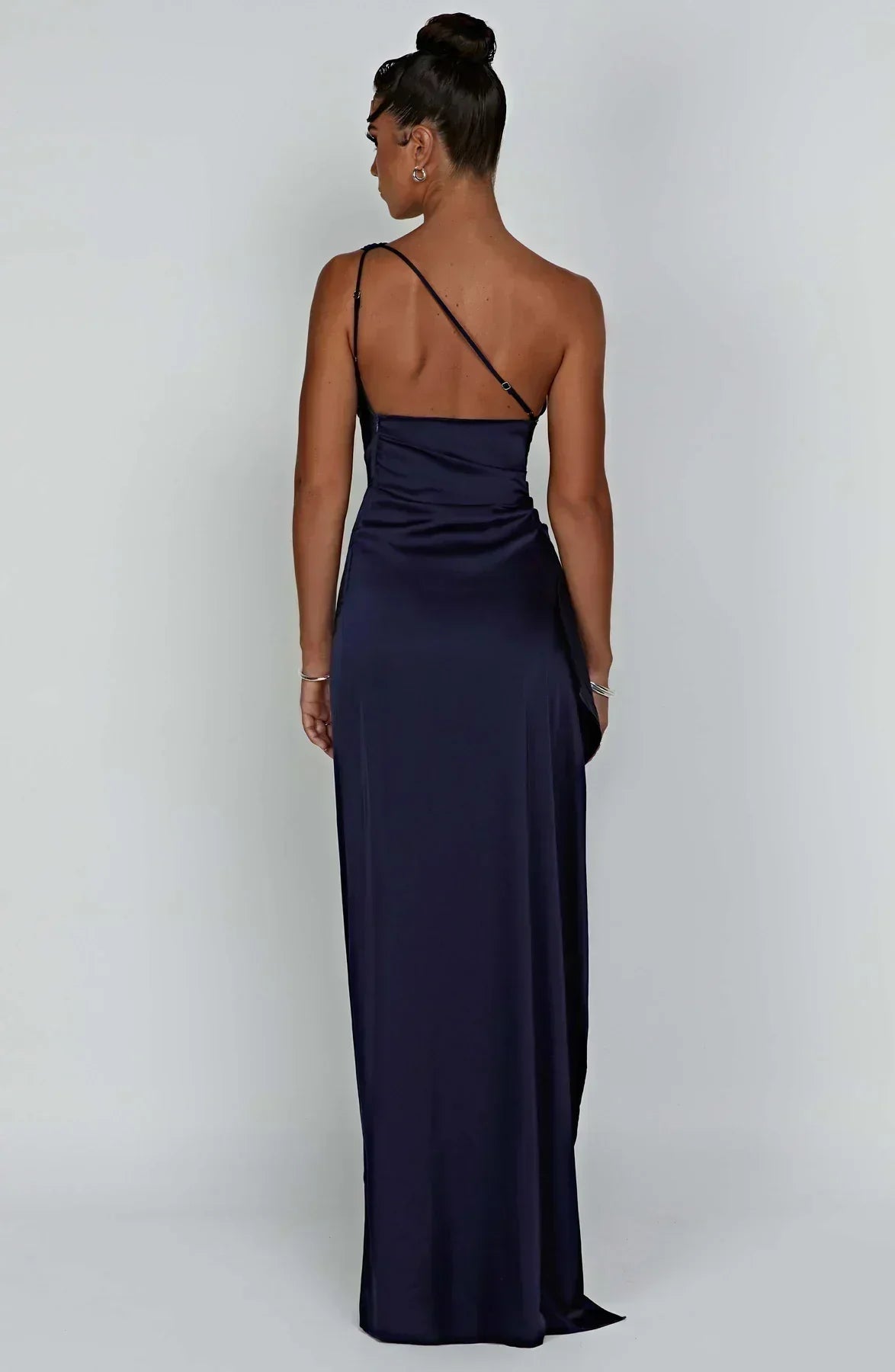 Women's Sleeveless One Shoulder Long Dress with Draped Waist