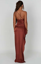 Women's Sleeveless One Shoulder Long Dress with Draped Waist