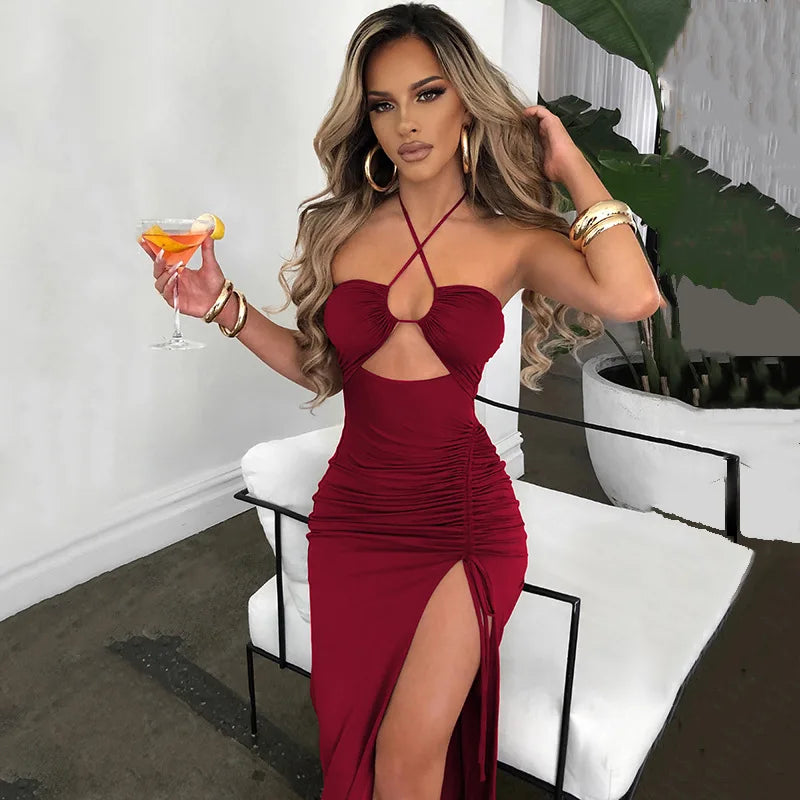 Backless Bodycon Midi Party Dress