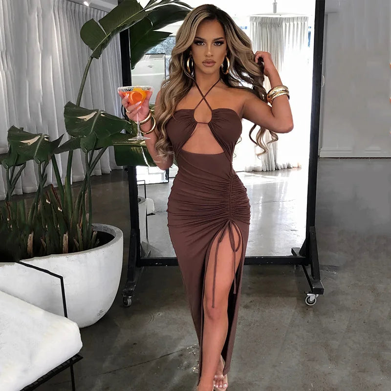 Backless Bodycon Midi Party Dress